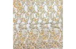 China 20% Nylon 3D Applique Heavy Beaded Lace Fabric With Floral Pattern supplier