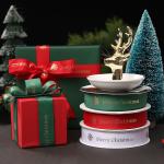 25mm Christmas Ribbon 1 Inch Gift Wrapping Satin Ribbon White Red Green for sale