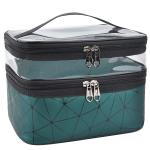 Hot sell cosmetic bag with 2 layer for double zippers for sale