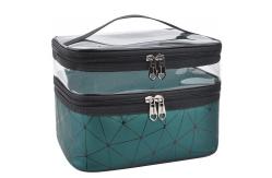 China Hot sell cosmetic bag with 2 layer for double zippers supplier