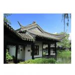 Wooden Gazebo Chinese Clay Roof Tiles Matt Unglazed Asian Gray for sale