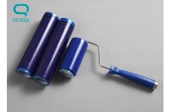 China Disposable Polyester Blue Cleanroom Sticky Roller with handle supplier