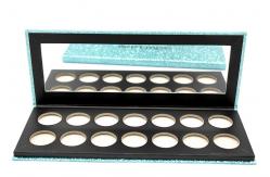 China 14 Pans Eye Shadow Case 27mm Glitter Paper Eyeshadow Palette With Mirror supplier