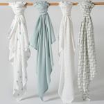 4-Pack Muslin Swaddle Blankets, Receiving Baby Blanket for Newborns
