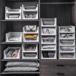 Gray 43x33cm Plastic Storage Boxes For Clothes Stackable Bin Storage