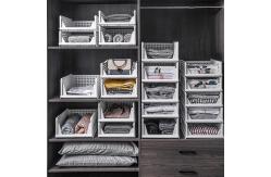 China Gray 43x33cm Plastic Storage Boxes For Clothes Stackable Bin Storage supplier