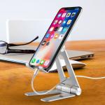 COMER Rotation metallic cell phone holder desk double adjustable angle mobile tabletop stand for sale