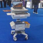 Height Adjustable Medical Computer Cart With Locking Drawers Mobile Laptop Workstation