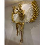 Large Art Weather-Tough Metal Wall Art Sculpture Decoration Stainless Steel Angel for sale