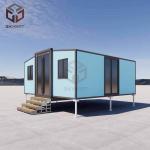 Double wing container house with balcony Plywood Flooring Rock Wool Sandwich Panel