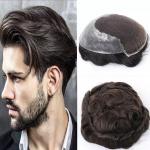 Wholesale Toupee 100%Pure Handmade Hairpieces Toupee Short Men Wigs Human Hair for Male Replacement Full Swiss Lace Q6 F for sale