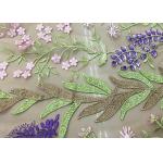 Soft Embroidered Tulle Coloured Lace Fabric , Women Dresses Lace Clothing Fabric for sale