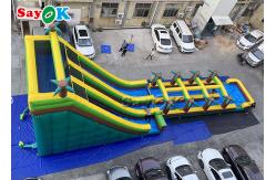 China Large Multi Channel  PVC Inflatable Bouncer Slide With Pool supplier