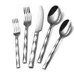 Silverware Set Diamond Cut Pattern Stainless Steel Cutlery Set Mirror Polished Dishwasher Safe for sale