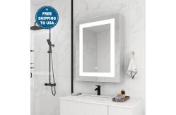 China Rectangle LED Light Bathroom Wall Mirror Cabinet With Barbershop Design supplier
