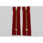 Red Tape Pants Leather Jacket Gold Zipper , Polyester Tape Two Way Separating Zipper