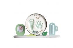 China Wooden Baby Keepsake Tin Frame Newborn Hand And Footprint Clay Kit supplier