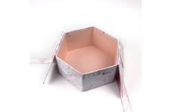 China Creative Hexagonal Cardboard Gift Boxes With Ribbon Closure Marble Surface supplier