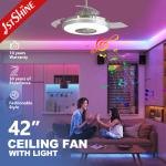 Luxurious Stylish LED Ceiling Fan with Music Player and Remote Control 42 Blade Size for sale