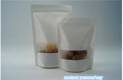 China In Stock Clear Window Kraft Paper Pouches Resealable Zipper For Food Packaging supplier