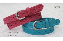 China Embossed Patterns Childrens Elastic Belt , Antic Silver Buckle Kids PU Belt supplier