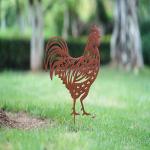 Metal Animal Garden Ornament Metal Silhouette Garden Stakes, Hen And Chick for sale
