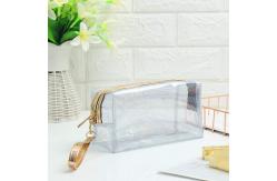 China Cosmetic Bags PVC Transparent Zippered Toiletry Bag With Handle Strap supplier