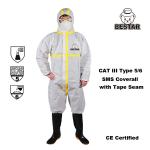 China Disposable Cat III Type 5/6 SMS Coverall with Tape seam manufacturer