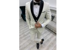 China Ventura White Shawl Collar Tuxedo Slim Fit 3pc 65% Polyester supplier