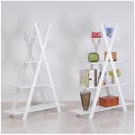 KD Package 4 Layer Foldable X Shaped Wooden Corner Bookshelf for sale