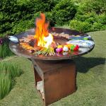 Rustic Elegance Wood Corten Steel Outdoor Grill For Outdoor Space for sale