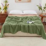 Breathable Layered Gauze Blanket Olive Green With Bohemian Style for sale