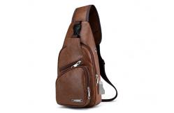 China USB Charging Messenger Shoulder Strap Bag Reusable PU Leather supplier