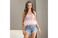 China Spaghetti Strap Crop Women Cami Top With Plush Feathers supplier