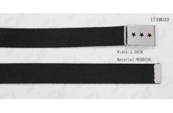 China Khaki / Black Classic Polyester Webbing Belt With Antic Silver Plate Clip Buckle supplier