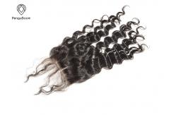 China 8A 4*4 Lace Loose Deep Wave Lace Closures , Peruvian Curly Hair Closure supplier