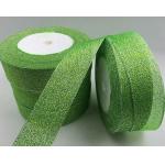 Fancy Green Glitter Ribbon High Durability Solid Color Patterned Custom Width for sale