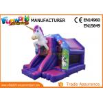 Pink / White Or Blue Commercial Bouncy Castles With Slide / Unicorn Bounce House for sale