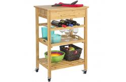 China Wooden Kitchen Food Tray Trolley Cart with Wheels Prices Bamboo Home Furniture supplier