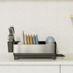 Multifunctional Kitchen Folding Dish Rack , Stainless Steel Dish Drainer and Organizer