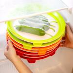 Round Reusable Stackable Food Trays BPA Free With Elastic Lid