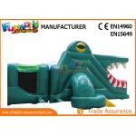 Green Shark Inflatable Obstacle Course Tunnel / Assault Course Bounce House