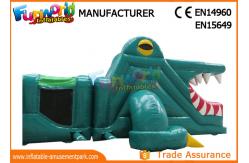 China Green Shark Inflatable Obstacle Course Tunnel / Assault Course Bounce House supplier