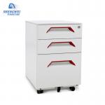 Vertical Three Drawers Movable Metal Filing Cabinet With Wheels
