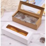 Custom Kraft Paper Window Boxes For Macarons Pastries Flip Top Design