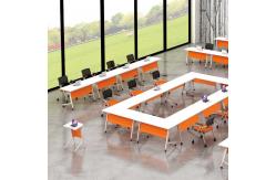 China Orange Folding Training Table Office Multi Person Metal Leg supplier