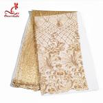 Evening Dresses flower gold embroidered beaded fabric for sale