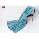 Flannel Knitted Polyester Fleece Blanket Super Soft Blue Wavy Mink Blanket Soft Warm