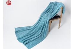 China Flannel Knitted Polyester Fleece Blanket Super Soft Blue Wavy Mink Blanket Soft Warm supplier
