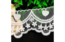 China Cotton White Embroidered Lace Trim 5.6cm Width Static - Cling Resistant supplier